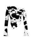 Camiseta feminina WDIRARA com estampa de vaca de um ombro Y2k Crop Top Camiseta feminina WDIRARA com estampa de vaca de um ombro Y2k Crop Top