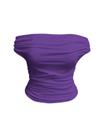 Camiseta feminina WDIRARA, tamanho grande, sem ombros, roxa, 5GG Camiseta feminina WDIRARA, tamanho grande, sem ombros, roxa, 5GG
