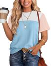 Camiseta feminina WIHOLL, folgada, manga curta, azul, tamanho M
