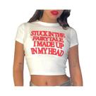 Camiseta Feminina Y2K Com Estampa De Letras, Corte Slim, Casual, Manga Curta, Moda Retrô 2023
