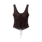 Camiseta Feminina Y2K Com Pregas E Rendas, Ajuste Slim, Decote Em V, Alças, Casual E Elegante. Camiseta Feminina Y2K Com Pregas E Rendas, Ajuste Slim, Decote Em V, Alças, Casual E Elegante.