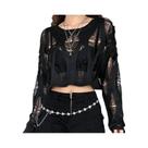 Camiseta Feminina Y2K Vazada com Manga Morcego - Tricotada, Solta e Estilo Streetwear (Primavera/Outono) Camiseta Feminina Y2K Vazada com Manga Morcego - Tricotada, Solta e Estilo Streetwear (Primavera/Outono)