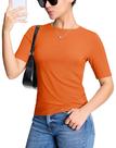 Camiseta feminina YUCOLEN, ajustada para exercícios, algodão, laranja, tamanho M