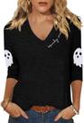 Camiseta feminina ZKDOO Funny Ghost Graphic com decote em V