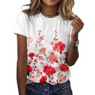 Camiseta feminina ZOCANIA com estampa floral, 95% algodão, manga curta
