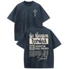 Camiseta Fkatuzi Christian Cross para homens jeans azul tamanho L