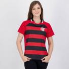 Camiseta Flamengo Manto Raglan Feminina - Preto e Vermelho - G