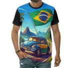 Camiseta Fusca Azul Carro Bandeira Do Brasil Paisagem Arte Camiseta Fusca Azul Carro Bandeira Do Brasil Paisagem Arte