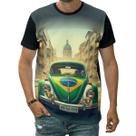 Camiseta Fusca Verde Clássico Bandeira Brasil Carro Arte