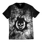 Camiseta Gears of War Símbolo Caveira Branco e Preto Camiseta Gears of War Símbolo Caveira Branco e Preto