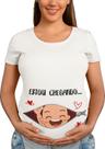 Camiseta Gestante Estou Chegando Papai Chá De Bebê Grávida Branca Camiseta Gestante Estou Chegando Papai Chá De Bebê Grávida Branca