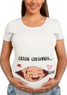 Camiseta Gestante Estou Chegando Papai Chá De Bebê Grávida Branca
