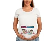 Camiseta Gestante Estou Chegando Papai Chá De Bebê Grávida Branca Camiseta Gestante Estou Chegando Papai Chá De Bebê Grávida Branca