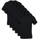 Camiseta Gildan Crew para homens G1100 de algodão preto, pacote com 6 unidades, tamanho L