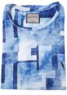 Camiseta gola redonda estampa digital abstract cores azul e branco Coleção Elegance Arara