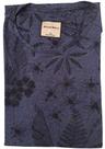 Camiseta gola redonda estampa digital folhas cor azul Coleção Elegance Arara