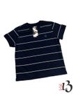 Camiseta Gola Redonda Listrada - Marinho / Branca