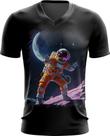 Camiseta Gola V Astronauta Dance Vaporwave 3 Camiseta Gola V Astronauta Dance Vaporwave 3