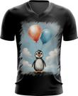 Camiseta Gola V Bebê Pinguim com Balões Crianças 11