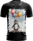 Camiseta Gola V Bebê Pinguim com Balões Crianças 17