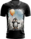 Camiseta Gola V Bebê Pinguim com Balões Crianças 20
