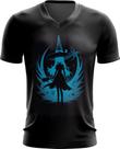 Camiseta Gola V Bruxa Halloween Azul Festa 9