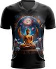 Camiseta Gola V Buda Universo Lótus Imortalidade 8 Camiseta Gola V Buda Universo Lótus Imortalidade 8