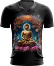 Camiseta Gola V Buda Universo Lótus Imortalidade 9 Camiseta Gola V Buda Universo Lótus Imortalidade 9