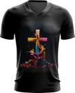 Camiseta Gola V da Cruz de Jesus Igreja Fé 25