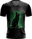 Camiseta Gola V de Gato Oráculo Hacker Binário Mat 3