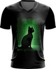 Camiseta Gola V de Gato Oráculo Hacker Binário Mat 7