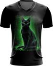 Camiseta Gola V de Gato Oráculo Hacker Binário Mat 8