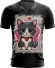Camiseta Gola V Dia dos Namorados Gatinho 19 Camiseta Gola V Dia dos Namorados Gatinho 19