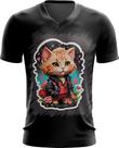 Camiseta Gola V Dia dos Namorados Gatinho 3 Camiseta Gola V Dia dos Namorados Gatinho 3