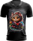 Camiseta Gola V Dia dos Namorados Gatinho 5 Camiseta Gola V Dia dos Namorados Gatinho 5