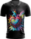 Camiseta Gola V do Orgulho LGBT Coração Amor 13 Camiseta Gola V do Orgulho LGBT Coração Amor 13