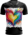 Camiseta Gola V do Orgulho LGBT Coração Amor 2 Camiseta Gola V do Orgulho LGBT Coração Amor 2