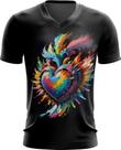 Camiseta Gola V do Orgulho LGBT Coração Amor 5 Camiseta Gola V do Orgulho LGBT Coração Amor 5