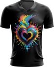 Camiseta Gola V do Orgulho LGBT Coração Amor 6 Camiseta Gola V do Orgulho LGBT Coração Amor 6