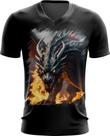 Camiseta Gola V Dragão Dragon Chamas Infernal Fogo 7