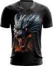 Camiseta Gola V Dragão Dragon Chamas Infernal Fogo 8 Camiseta Gola V Dragão Dragon Chamas Infernal Fogo 8