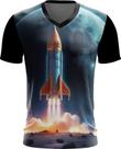 Camiseta Gola V Foguete Espacial Space Rocket Espaço 3
