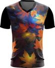 Camiseta Gola V Folhas de Outono Estações do Ano 2