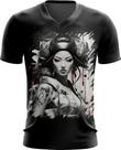 Camiseta Gola V Geisha Ninja Nipon Japão Japan Edo 4 Camiseta Gola V Geisha Ninja Nipon Japão Japan Edo 4