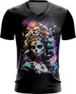 Camiseta Gola V La Catrina Mexicana Dama Esqueleto 17