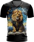 Camiseta Gola V Leão Noite Estrelada Van Gogh 3 Camiseta Gola V Leão Noite Estrelada Van Gogh 3