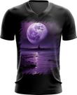 Camiseta Gola V Lua Púrpura Luar Roxo Moon Lunar 11