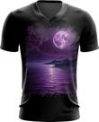 Camiseta Gola V Lua Púrpura Luar Roxo Moon Lunar 12