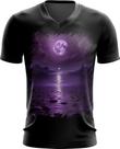 Camiseta Gola V Lua Púrpura Luar Roxo Moon Lunar 9