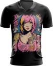Camiseta Gola V Mulher Tatuada Tatoo Style 4